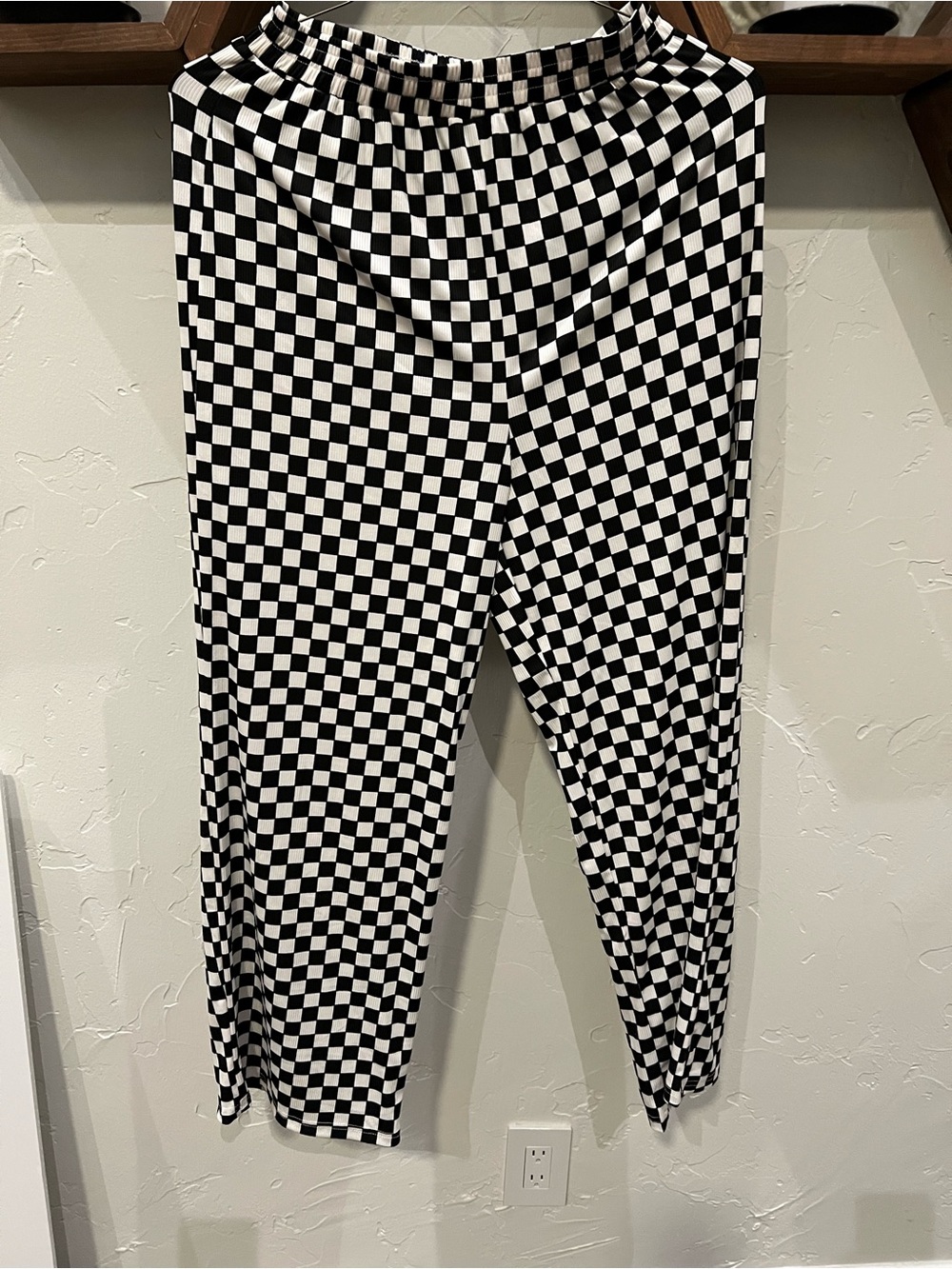Black and White Checkerboard Stretch Pants